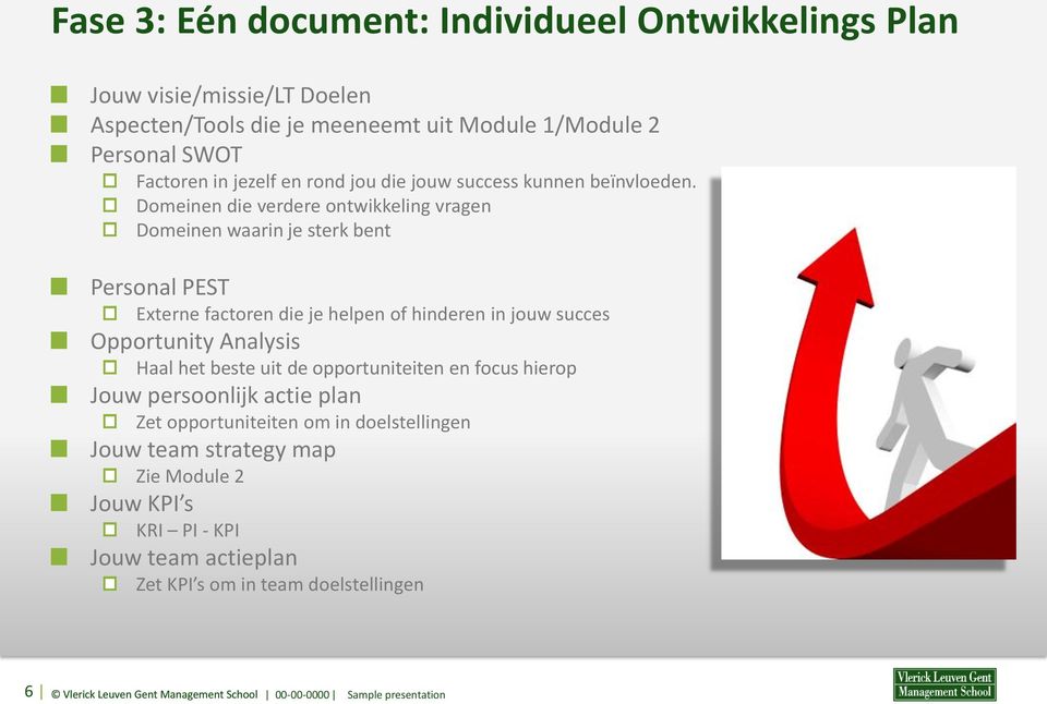 Domeinen die verdere ontwikkeling vragen Domeinen waarin je sterk bent Personal PEST Externe factoren die je helpen of hinderen in jouw succes Opportunity