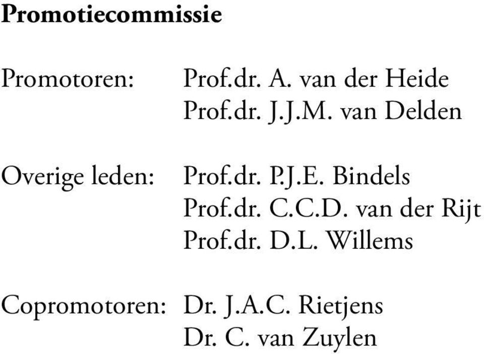 Bindels Prof.dr. C.C.D. van der Rijt Prof.dr. D.L.