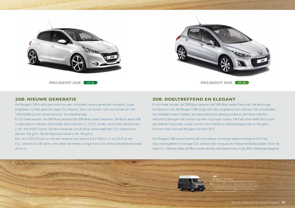 De Blue Lease 208 is verkrijgbaar met een driecilinder benzinemotor (1.2 VTi)- of een viercilinder dieselmotor (1.4/1.6 e-hdi2 Tronic).