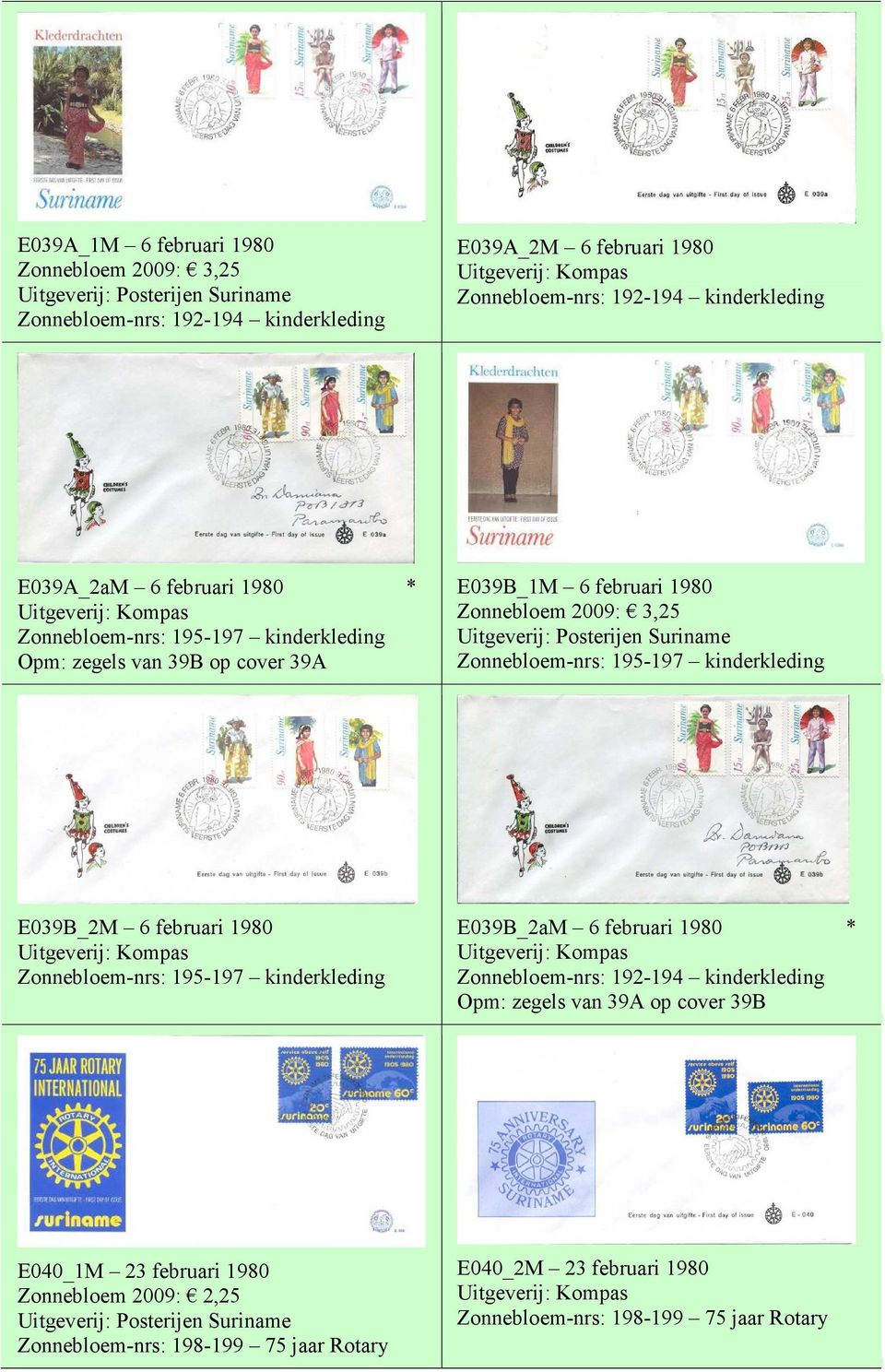 kinderkleding E039B_2M 6 februari 1980 Zonnebloem-nrs: 195-197 kinderkleding E039B_2aM 6 februari 1980 * Zonnebloem-nrs: 192-194 kinderkleding Opm: zegels van