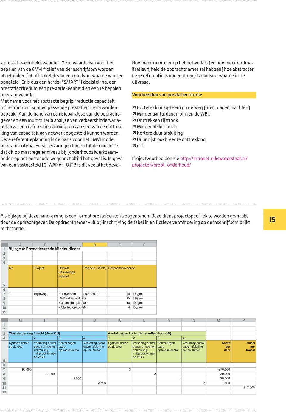 prestatiecriterium een prestatie-eenheid en een te bepalen prestatiewaarde. Met name voor het abstracte begrip reductie capaciteit infrastructuur kunnen passende prestatiecriteria worden bepaald.