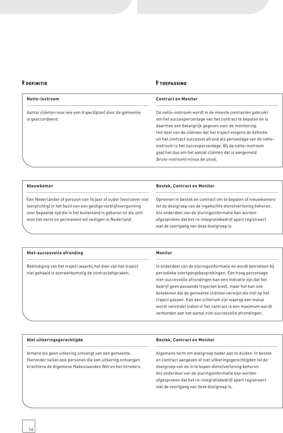 Het deel van de cliënten dat het traject volgens de definitie uit het contract succesvol afrond als percentage van de nettoinstroom is het succespercentage.