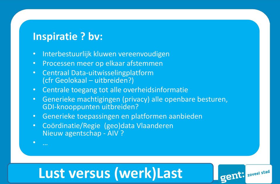 Data-uitwisselingplatform (cfr Geolokaal uitbreiden?