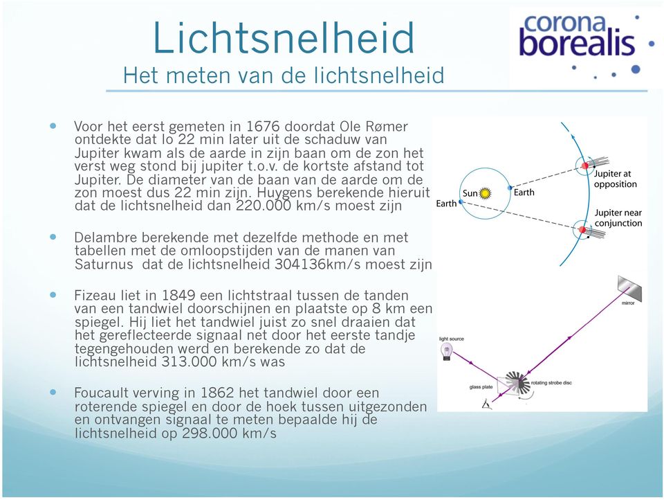 000 km/s moest zijn Delambre berekende met dezelfde methode en met tabellen met de omloopstijden van de manen van Saturnus dat de lichtsnelheid 304136km/s moest zijn Fizeau liet in 1849 een