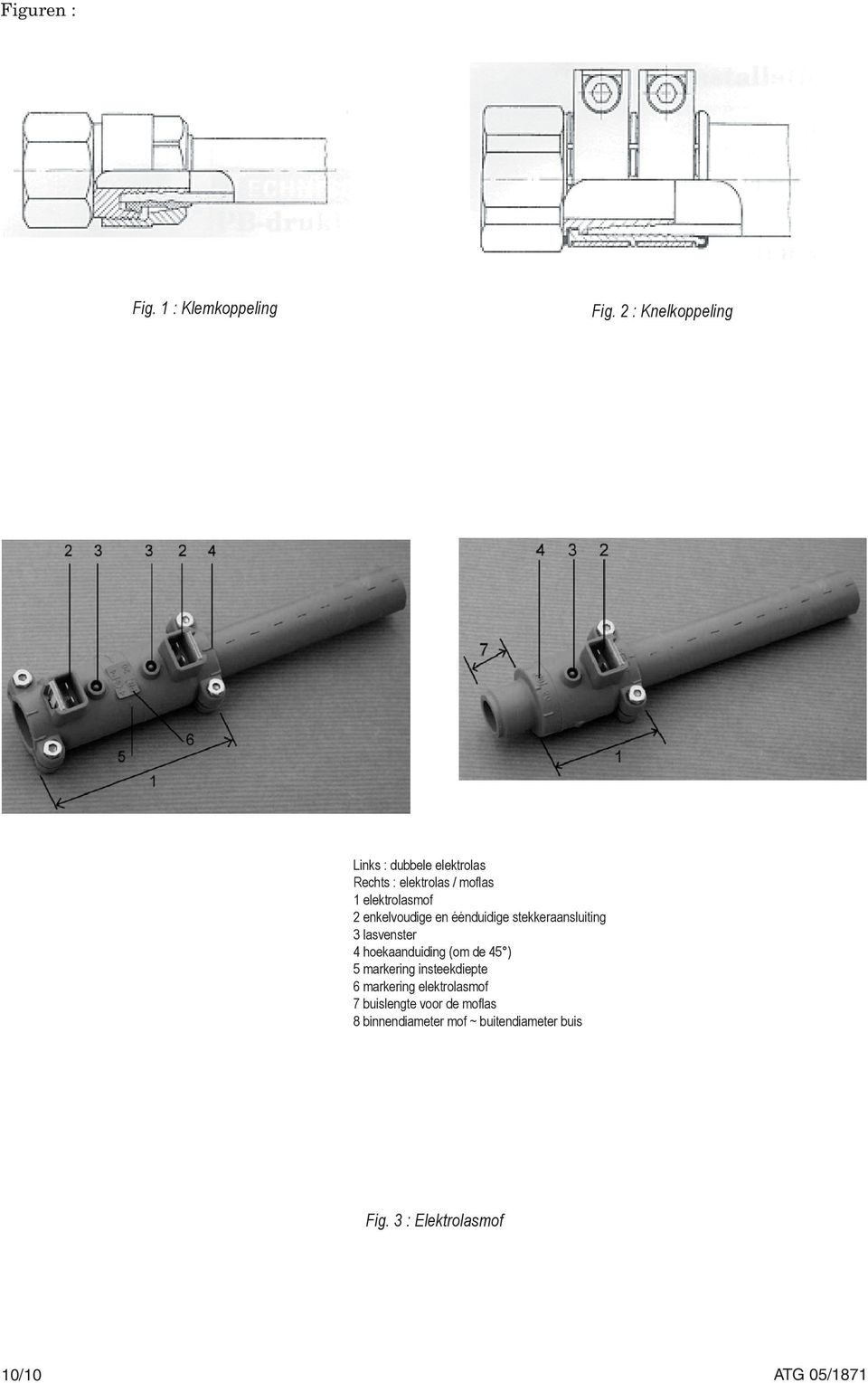 enkelvoudige en éénduidige stekkeraansluiting 3 lasvenster 4 hoekaanduiding (om de 45 ) 5