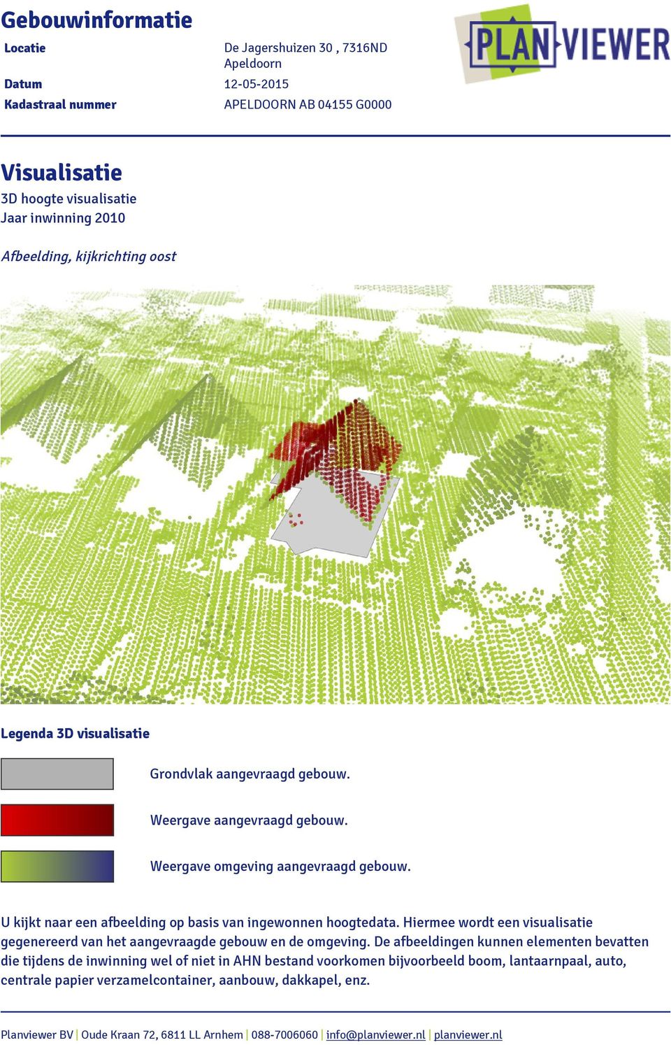 Hiermee wordt een visualisatie gegenereerd van het aangevraagde gebouw en de omgeving.