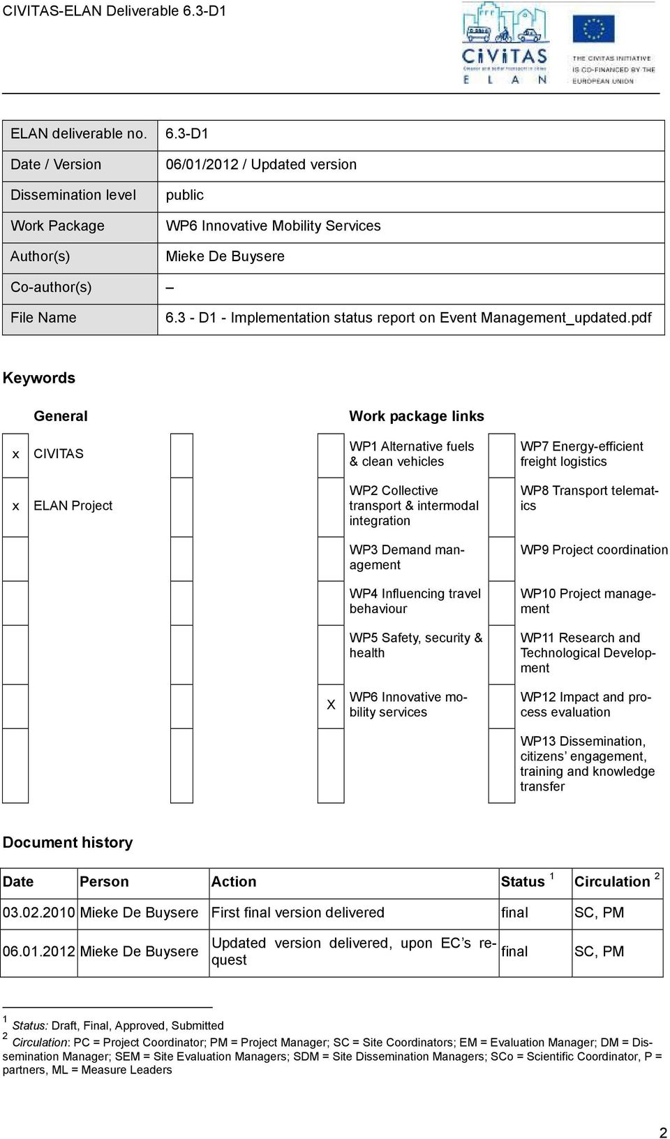 pdf Keywords General Work package links x CIVITAS WP1 Alternative fuels & clean vehicles WP7 Energy-efficient freight logistics x ELAN Project WP2 Collective transport & intermodal integration WP8