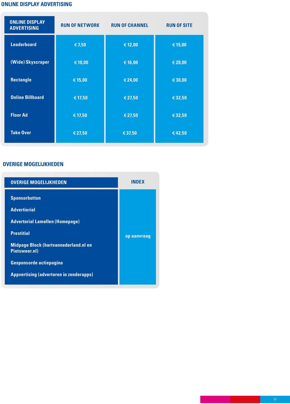 37,0 42,0 OVERIGE MOGELIJKHEDEN OVERIGE MOGELIJKHEDEN INDEX Sponsorbutton Advertiorial Advertorial Lamellen (Homepage) Prestitial