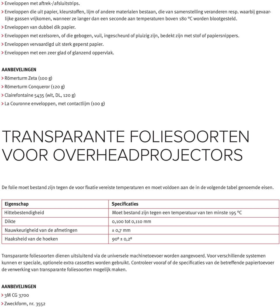 Enveloppen met ezelsoren, of die gebogen, vuil, ingescheurd of pluizig zijn, bedekt zijn met stof of papiersnippers. Enveloppen vervaardigd uit sterk geperst papier.