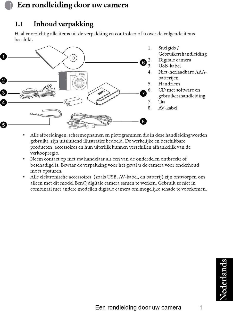 AV-kabel DC C1060 Alle afbeeldingen, schermopnamen en pictogrammen die in deze handleiding worden gebruikt, zijn uitsluitend illustratief bedoeld.