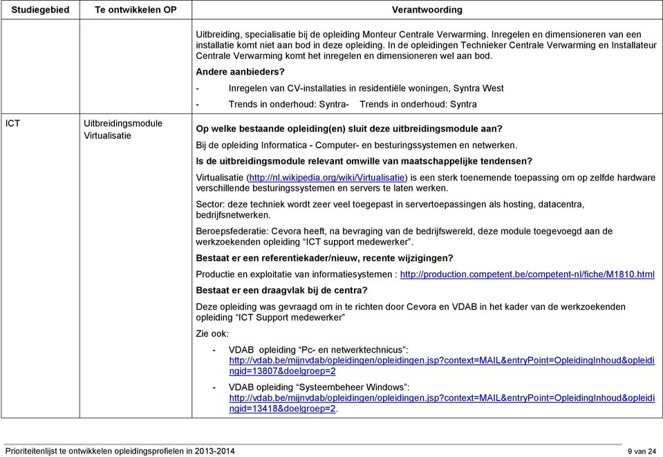 In de opleidingen Technieker Centrale Verwarming en Installateur Centrale Verwarming komt het inregelen en dimensioneren wel aan bod. Andere aanbieders?