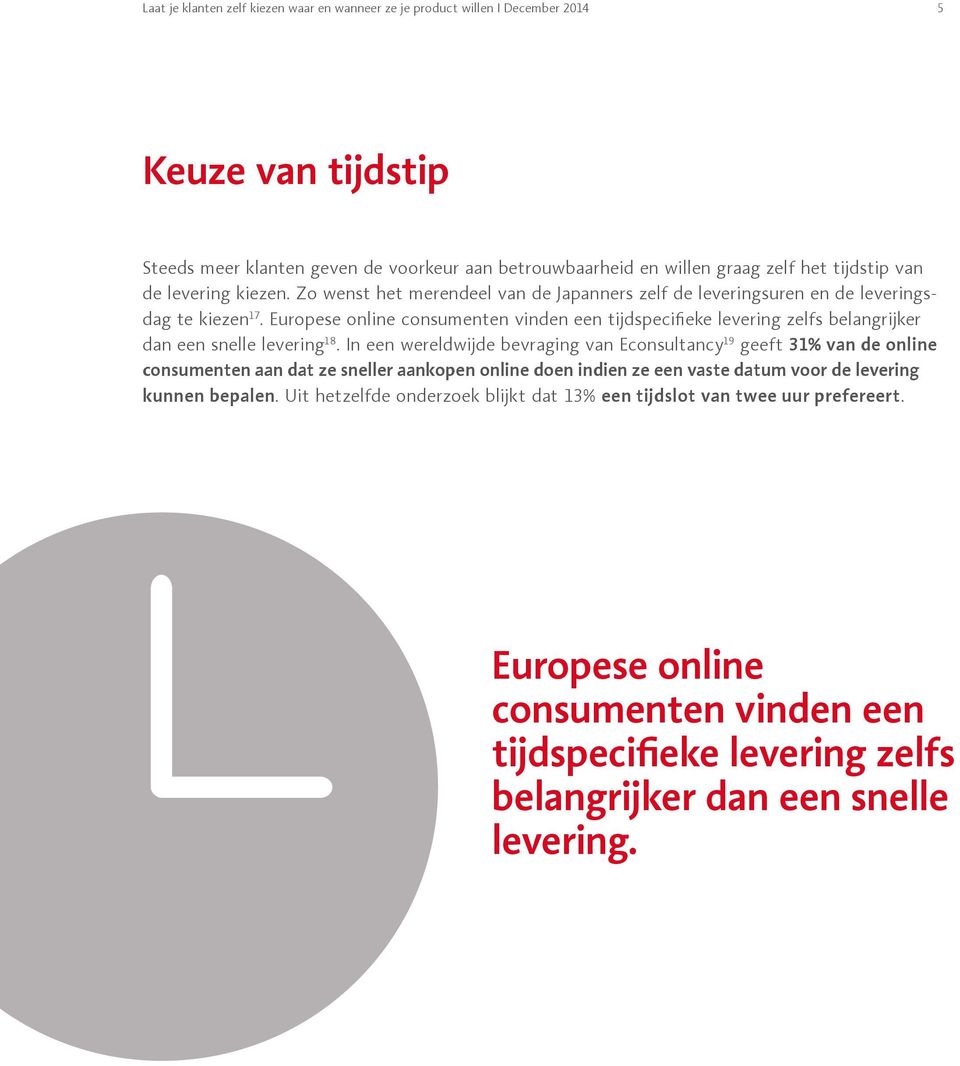 Europese online consumenten vinden een tijdspecifieke levering zelfs belangrijker dan een snelle levering 18.