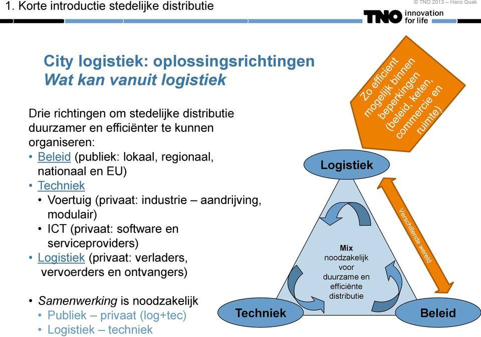 industrie aandrijving, modulair) ICT (privaat: software en serviceproviders) Logistiek (privaat: verladers, vervoerders en ontvangers)