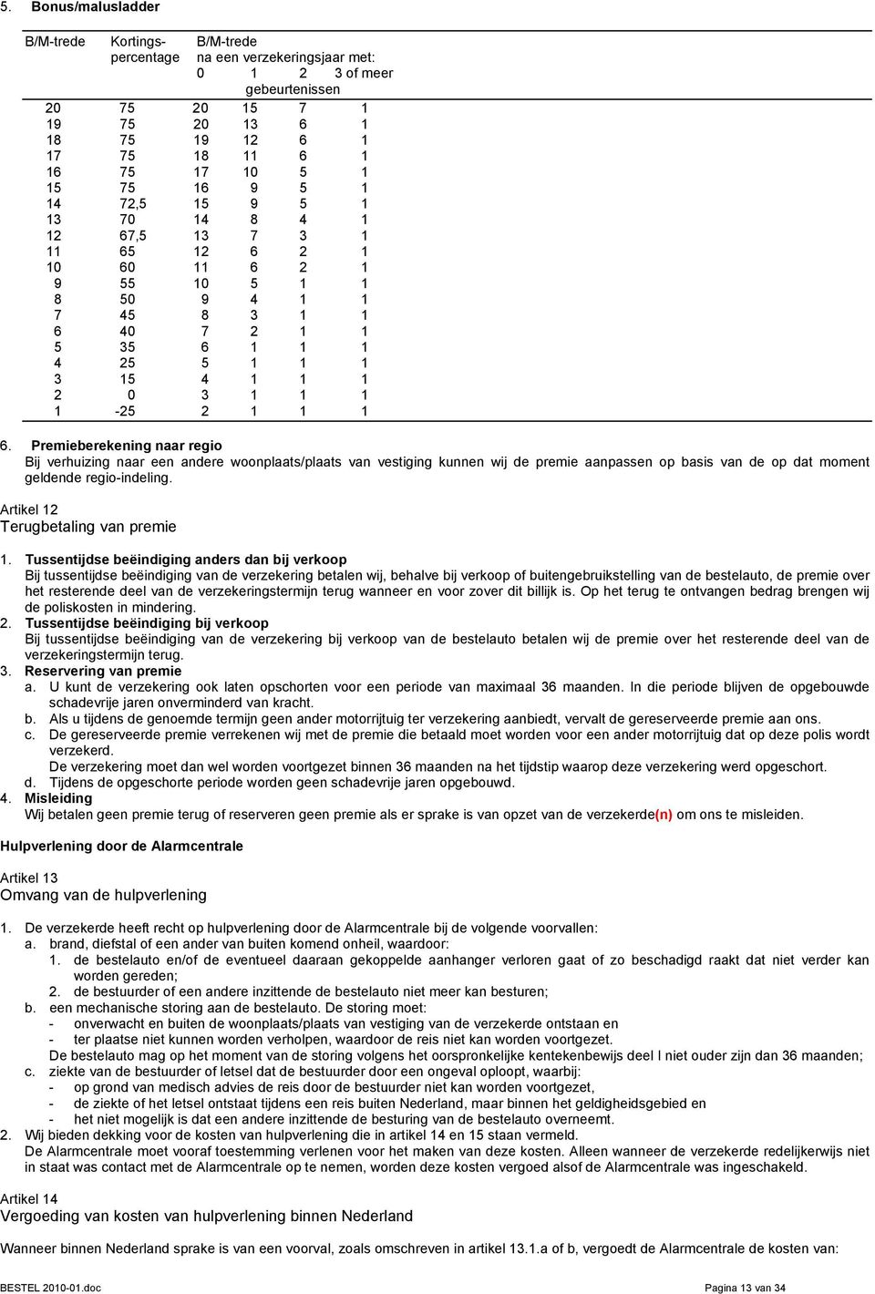 1-25 2 1 1 1 6. Premieberekening naar regio Bij verhuizing naar een andere woonplaats/plaats van vestiging kunnen wij de premie aanpassen op basis van de op dat moment geldende regio-indeling.