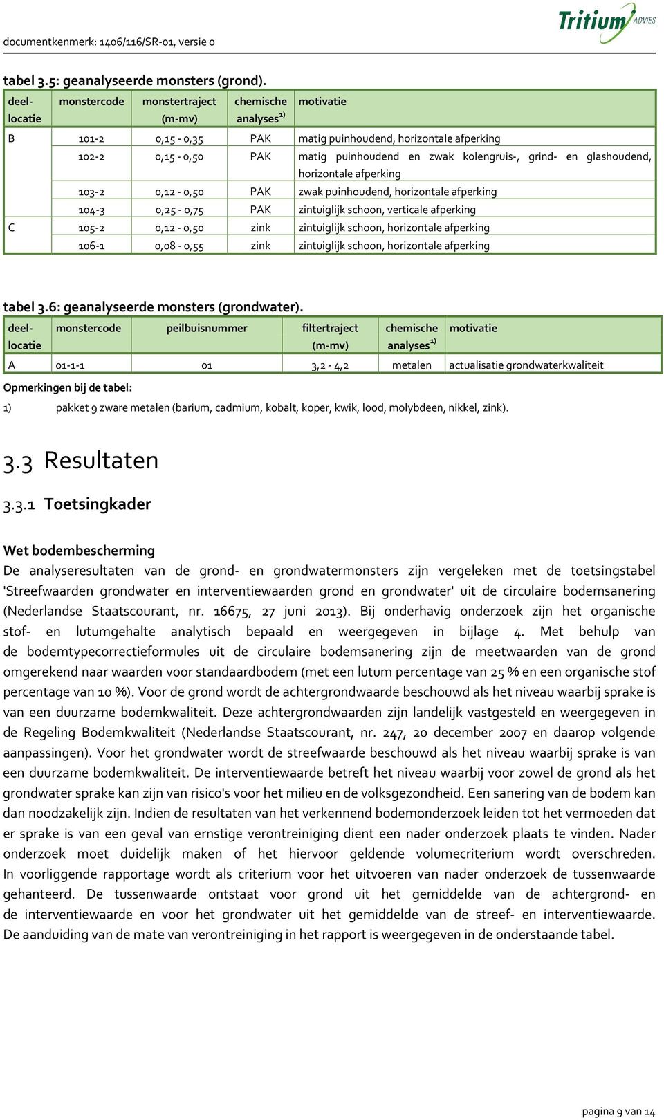 kolengruis-, grind- en glashoudend, horizontale afperking 103-2 0,12-0,50 PAK zwak puinhoudend, horizontale afperking 104-3 0,25-0,75 PAK zintuiglijk schoon, verticale afperking C 105-2 0,12-0,50