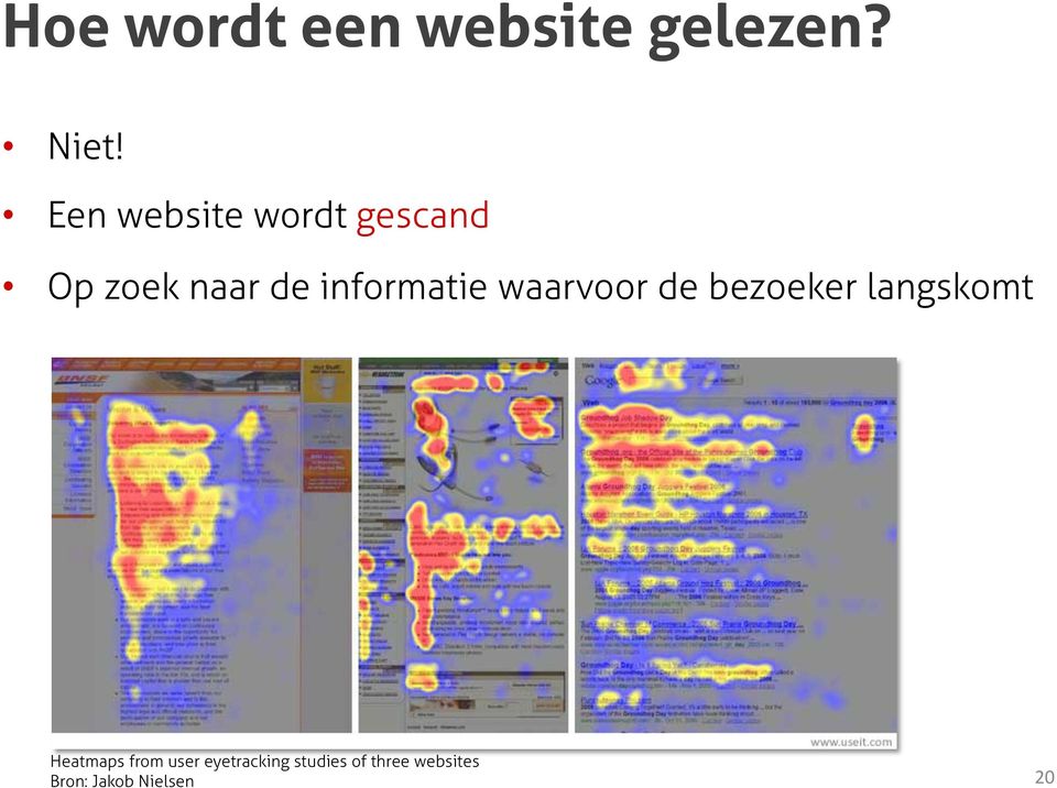 informatie waarvoor de bezoeker langskomt