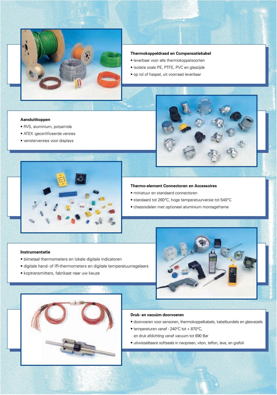 chassisdelen met optioneel aluminium montageframe Instrumentatie bimetaal thermometers en lokale digitale indicatoren digitale hand- of IR-thermometers en digitale temperatuurregelaars