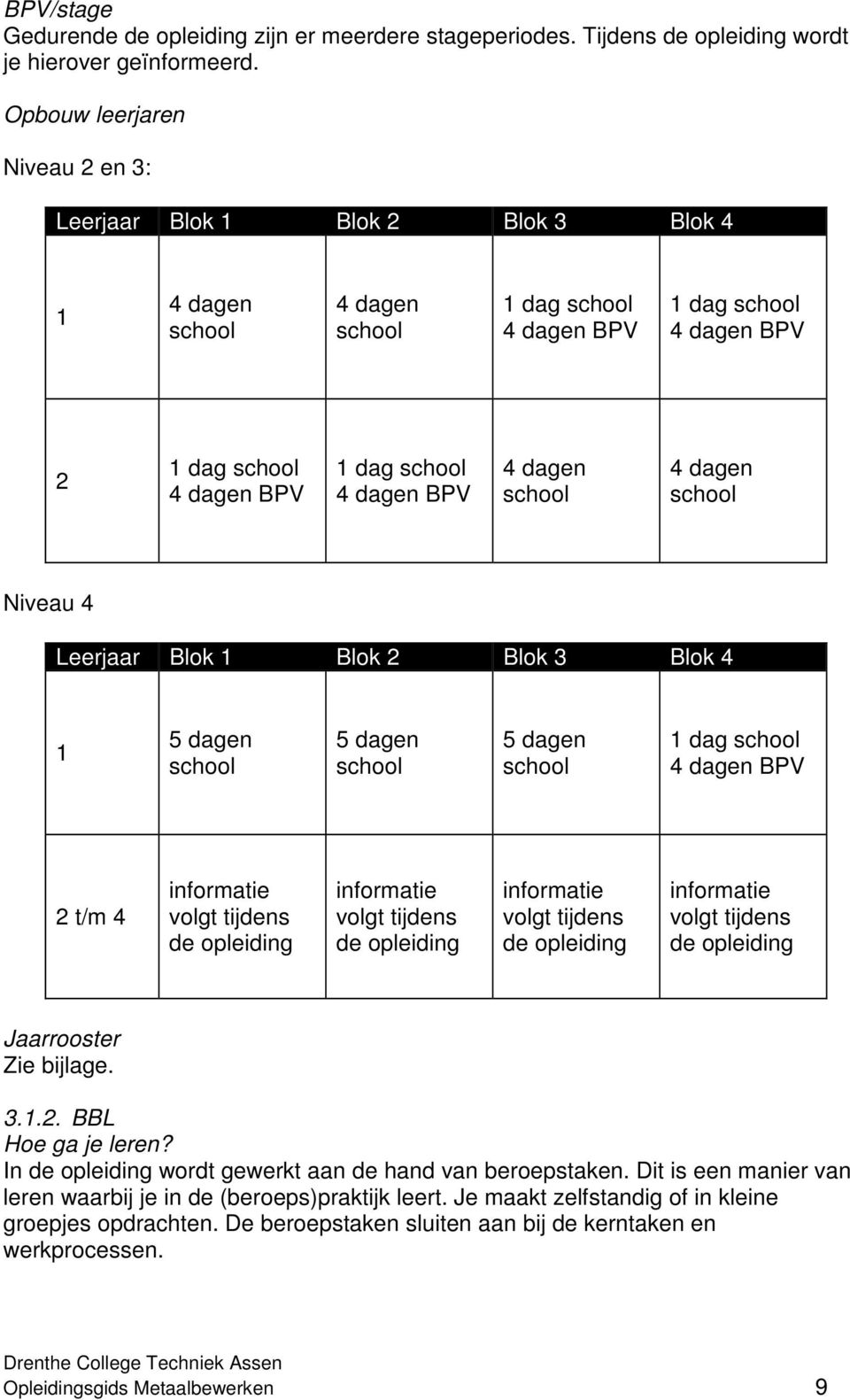 dagen school 5 dagen school 2 t/m 4 informatie volgt tijdens de opleiding informatie volgt tijdens de opleiding informatie volgt tijdens de opleiding informatie volgt tijdens de opleiding Jaarrooster