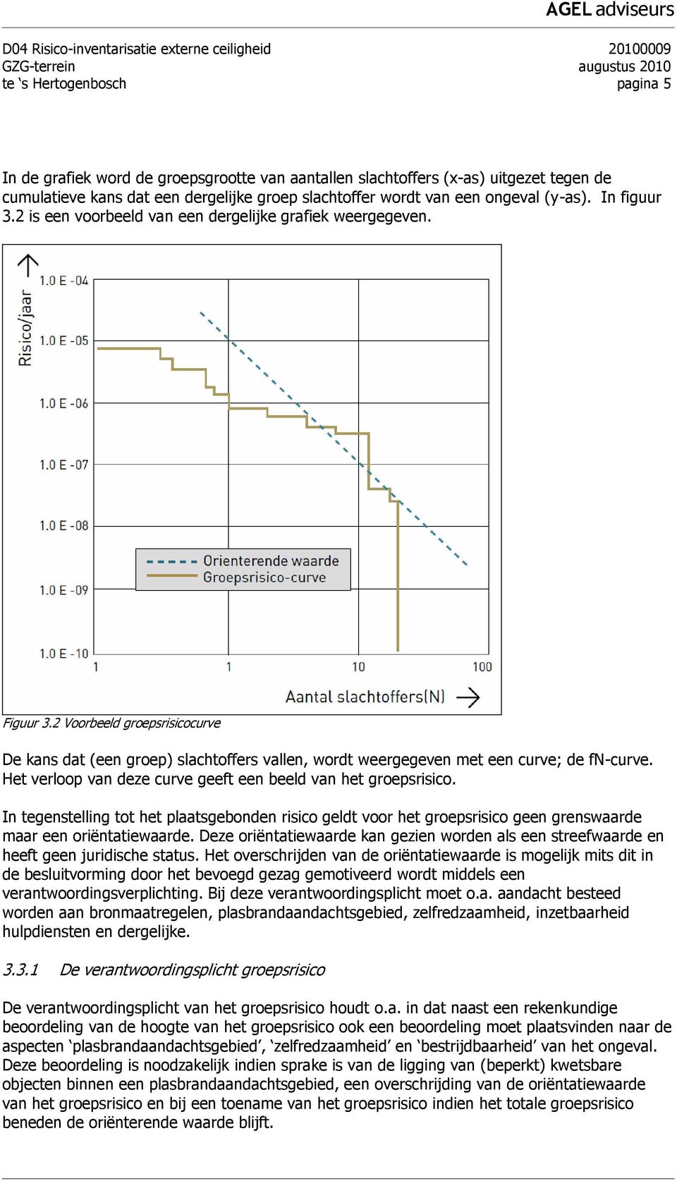 Het verloop van deze curve geeft een beeld van het groepsrisico. In tegenstelling tot het plaatsgebonden risico geldt voor het groepsrisico geen grenswaarde maar een oriëntatiewaarde.