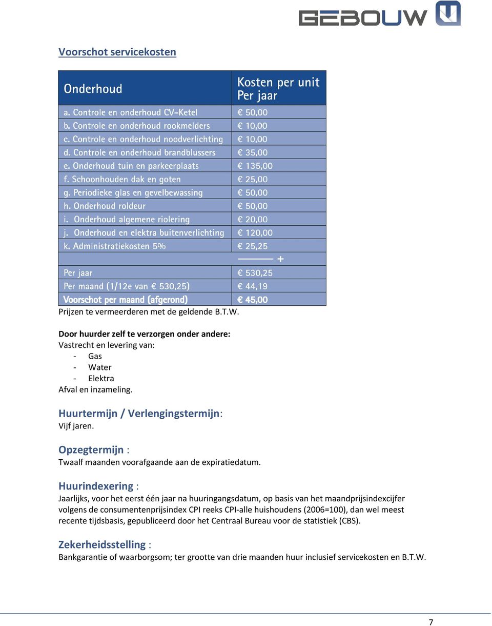 Opzegtermijn : Twaalf maanden voorafgaande aan de expiratiedatum.