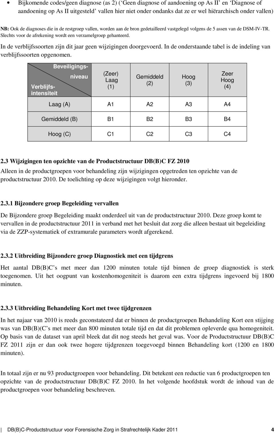 In de verblijfssoorten zijn dit jaar geen wijzigingen doorgevoerd. In de onderstaande tabel is de indeling van verblijfssoorten opgenomen.