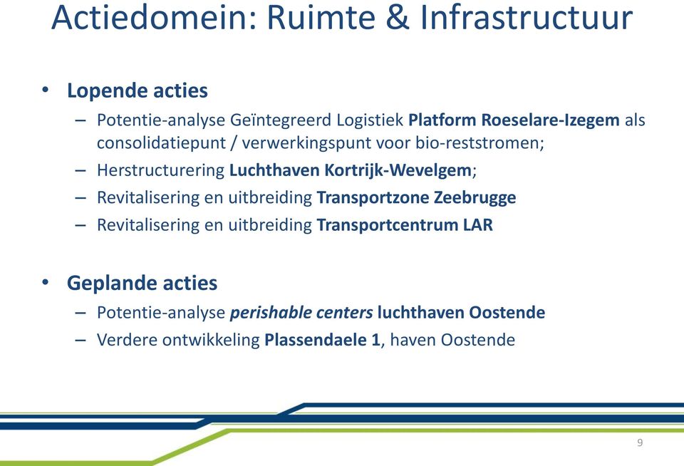 Kortrijk-Wevelgem; Revitalisering en uitbreiding Transportzone Zeebrugge Revitalisering en uitbreiding