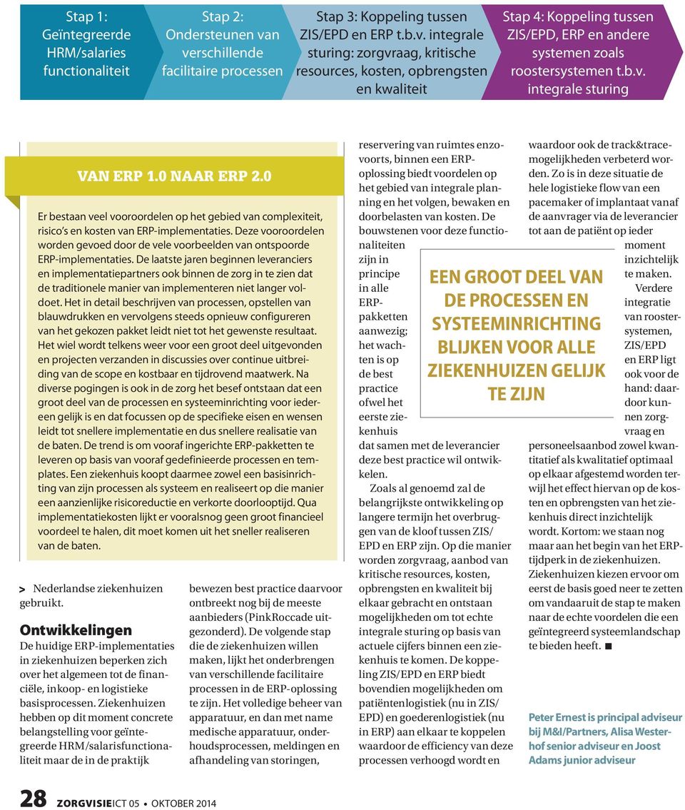 b.v. integrale sturing VAN ERP 1.0 NAAR ERP 2.0 Er bestaan veel vooroordel op het gebied van complexiteit, risico s kost van ERP-implemtaties.