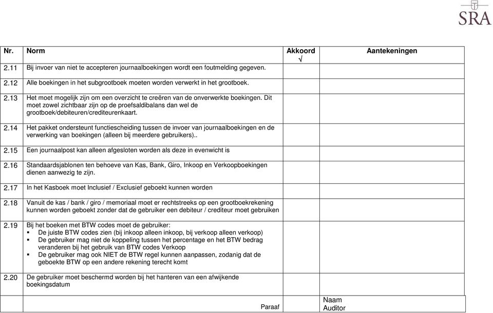 14 Het pakket ondersteunt functiescheiding tussen de invoer van journaalboekingen en de verwerking van boekingen (alleen bij meerdere gebruikers).. 2.