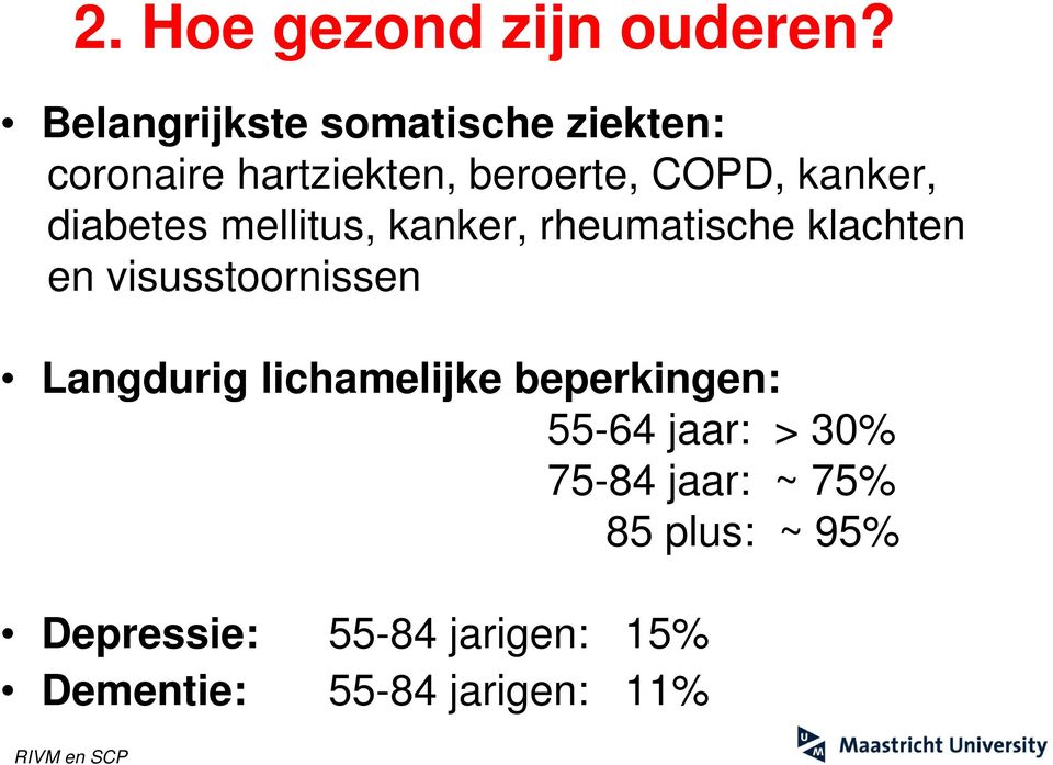 diabetes mellitus, kanker, rheumatische klachten en visusstoornissen Langdurig