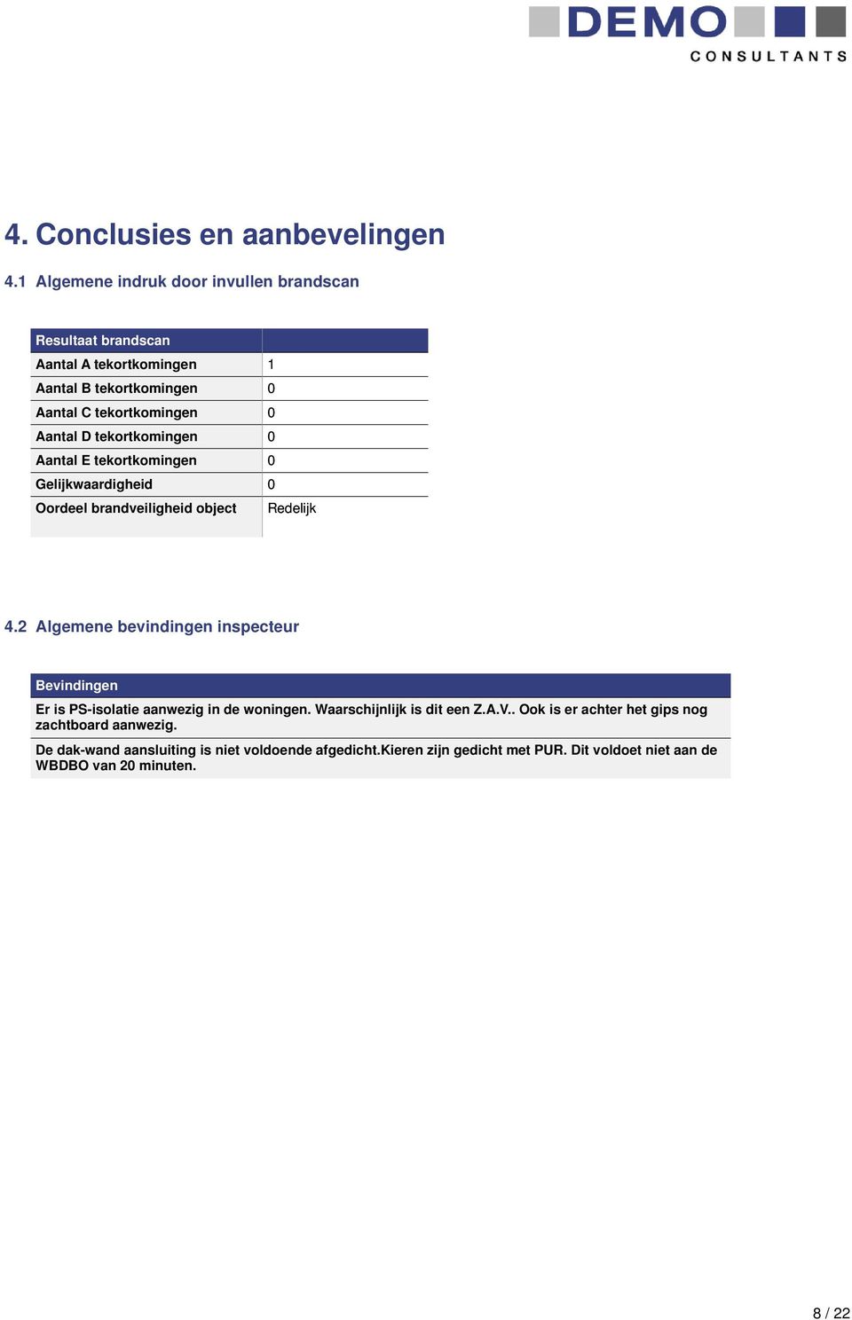 Gelijkwaardigheid 0 Oordeel brandveiligheid object Redelijk 4.