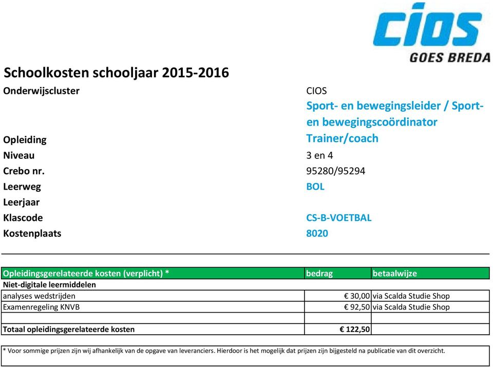 Examenregeling KNVB 92,50 via Scalda