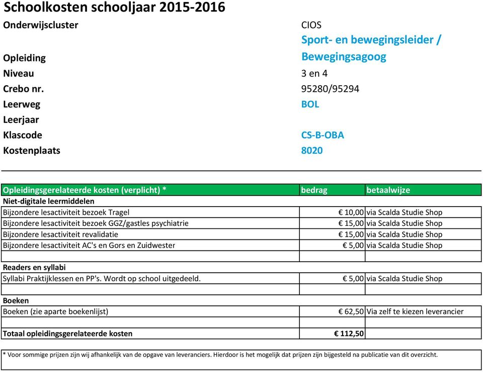 Studie Shop Bijzondere lesactiviteit AC's en Gors en Zuidwester 5,00 via Scalda Studie Shop Syllabi Praktijklessen en PP's.