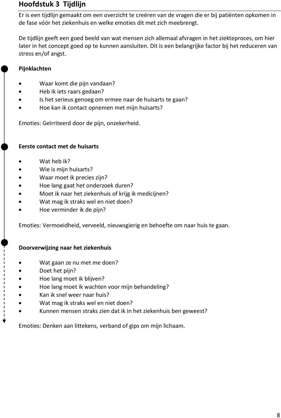 Dit is een belangrijke factor bij het reduceren van stress en/of angst. Pijnklachten Waar komt die pijn vandaan? Heb ik iets raars gedaan? Is het serieus genoeg om ermee naar de huisarts te gaan?