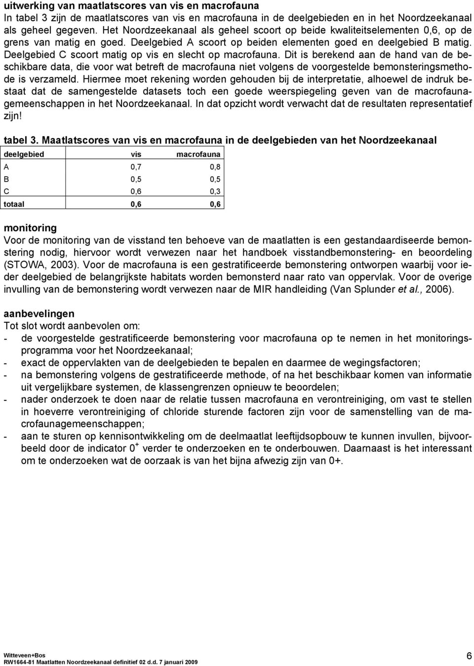 Deelgebied C scoort matig op vis en slecht op macrofauna.