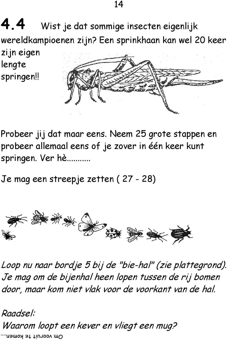 Neem 25 grote stappen en probeer allemaal eens of je zover in één keer kunt springen. Ver hè.