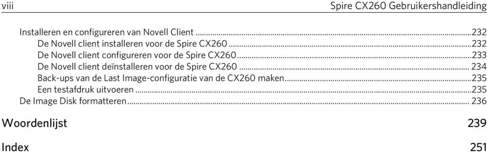 ..232 De Novell client configureren voor de Spire CX260.