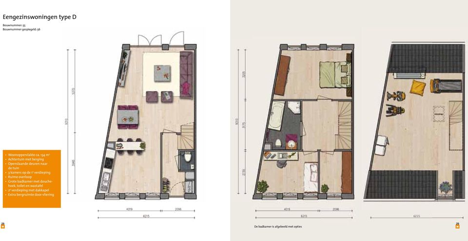 verdieping Ruime overloop Grote badkamer met douchehoek, toilet en wastafel 2 e