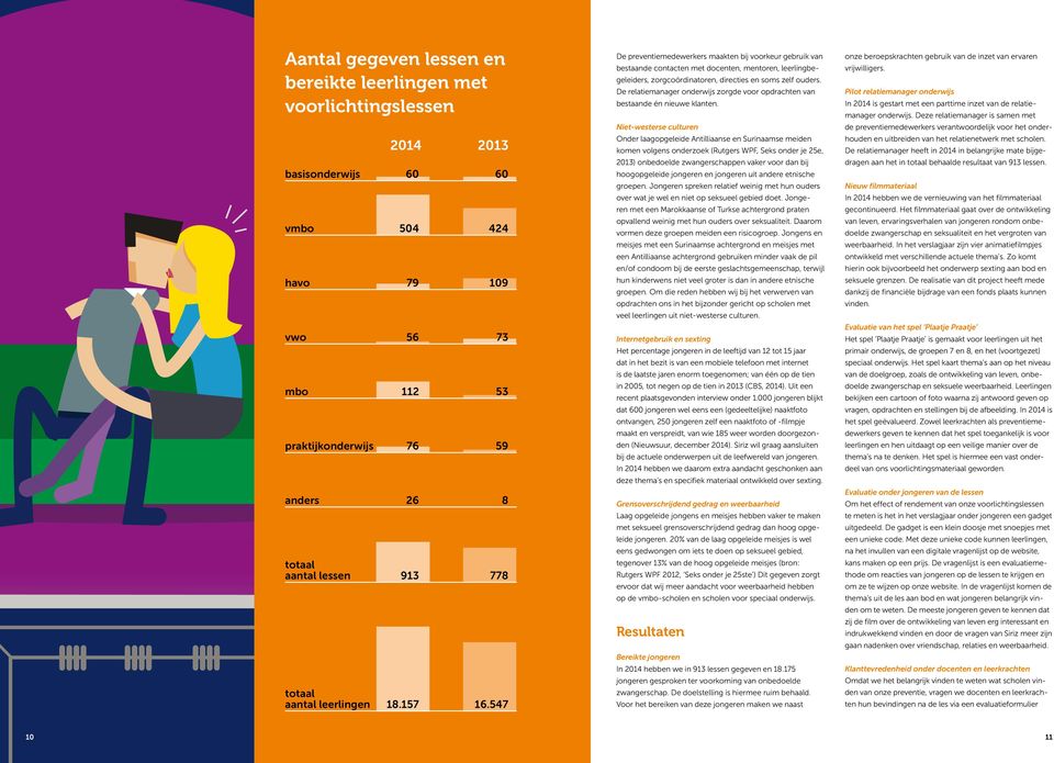 547 De preventiemedewerkers maakten bij voorkeur gebruik van bestaande contacten met docenten, mentoren, leerlingbegeleiders, zorgcoördinatoren, directies en soms zelf ouders.