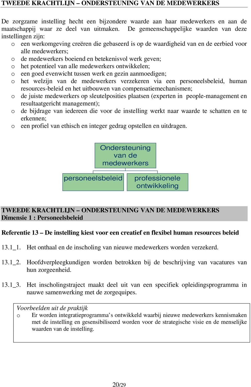 betekenisvol werk geven; o het potentieel van alle medewerkers ontwikkelen; o een goed evenwicht tussen werk en gezin aanmoedigen; o het welzijn van de medewerkers verzekeren via een