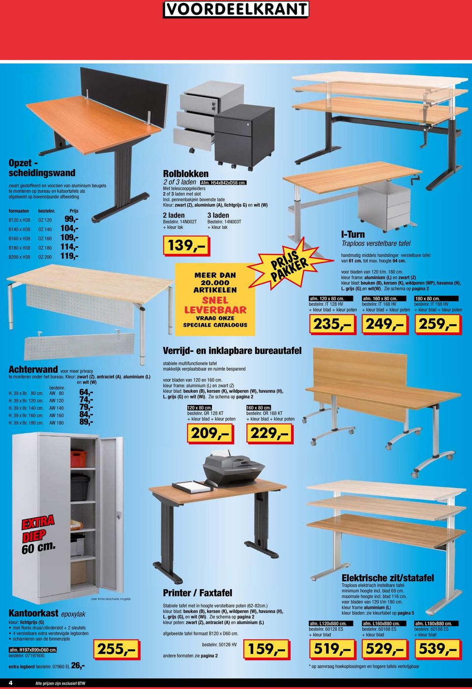 pennenbakjein bovenste lade Kleur: zwart (Z), aluminium (A), lichtgrijs G) en wit (W) 2 laden 3 laden Bestelnr. 14N002T Bestelnr. 14N003T + kleur lak + kleur lak 139, MEER DAN 20.