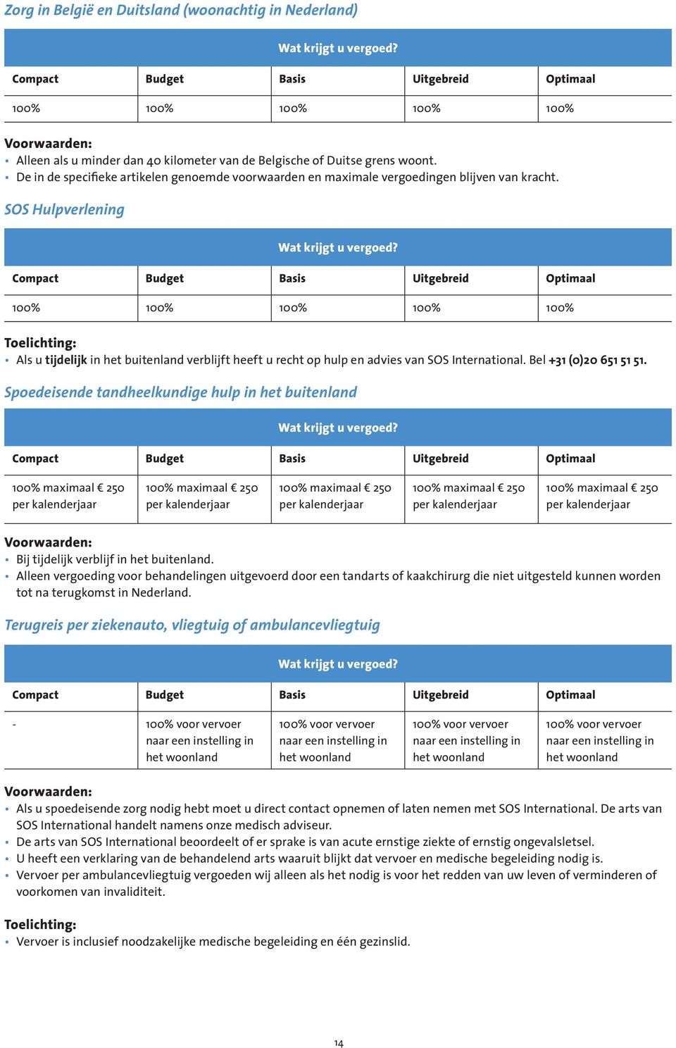 SOS Hulpverlening 100% 100% 100% 100% 100% Als u tijdelijk in het buitenland verblijft heeft u recht op hulp en advies van SOS International. Bel +31 (0)20 651 51 51.