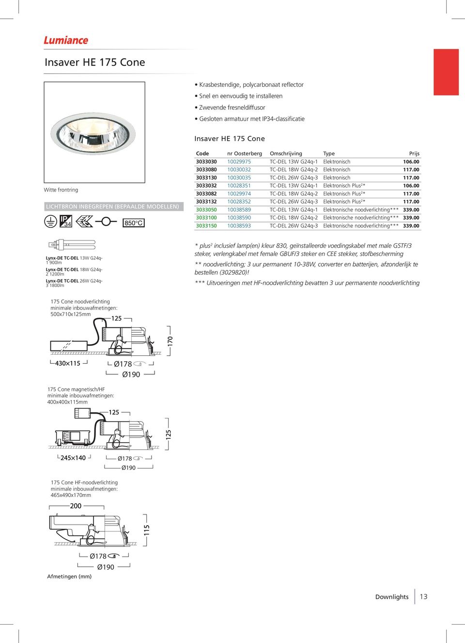 00 3033130 10030035 TC-DEL 26W G24q-3 Elektronisch 117.00 3033032 10028351 TC-DEL 13W G24q-1 Elektronisch Plus 2 * 106.00 3033082 10029974 TC-DEL 18W G24q-2 Elektronisch Plus 2 * 117.