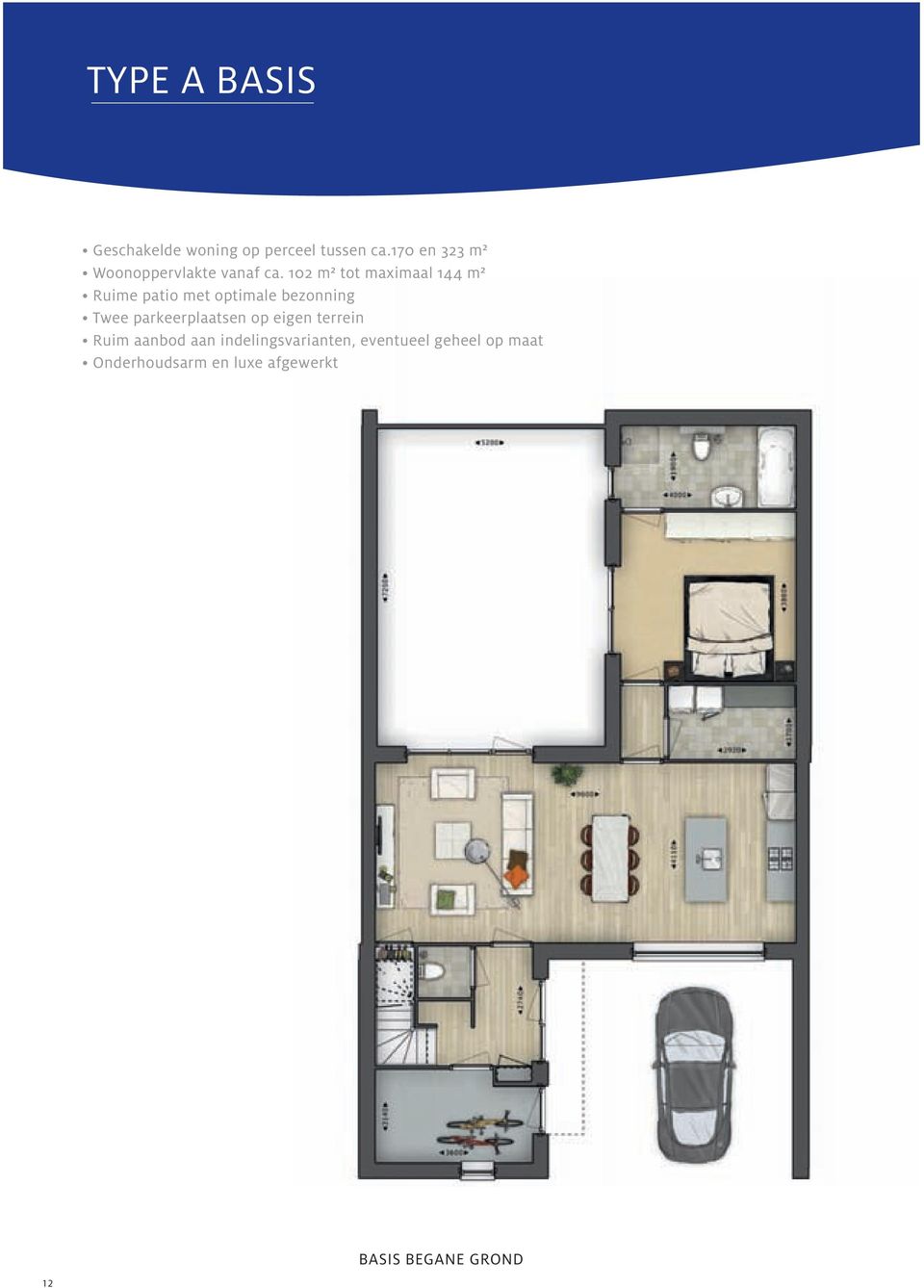 102 m² tot maximaal 144 m² Ruime patio met optimale bezonning Twee