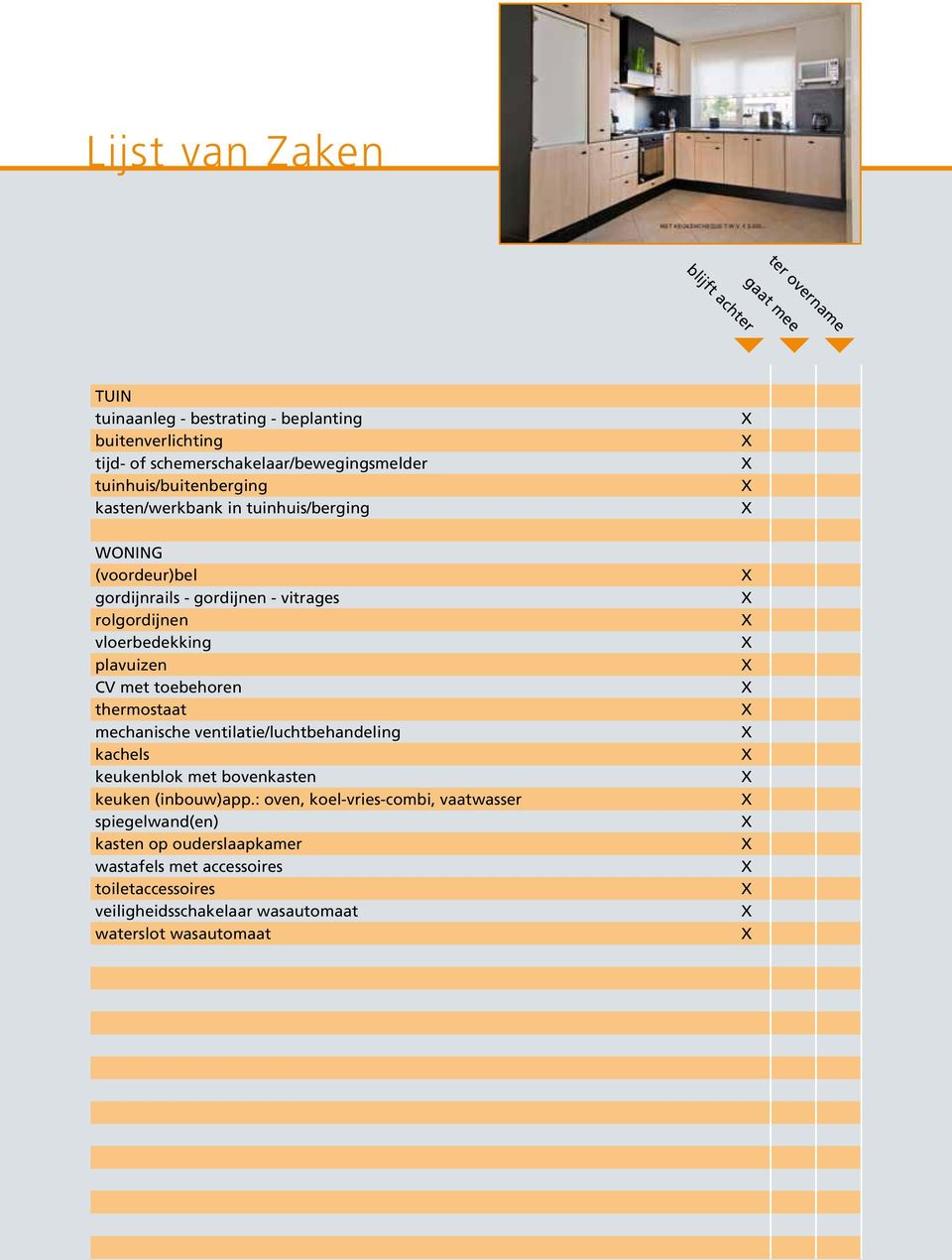 rolgordijnen vloerbedekking plavuizen CV met toebehoren thermostaat mechanische ventilatie/luchtbehandeling kachels keukenblok met bovenkasten keuken