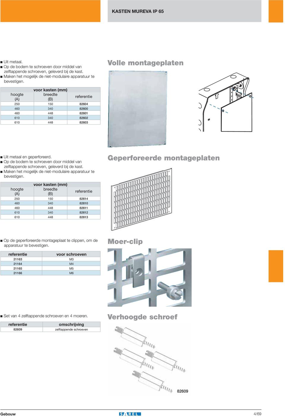 c Op de bodem te schroeven door middel van zelftappende schroeven, geleverd bij de kast. c Maken het mogelijk de niet-modulaire apparatuur te bevestigen.