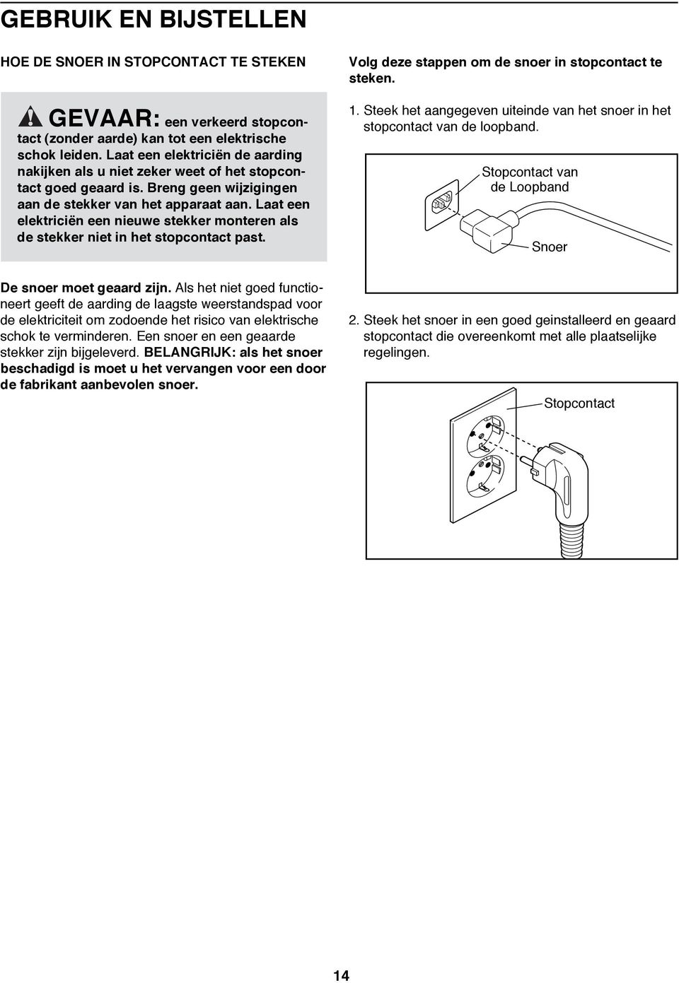 Laat een elektriciën een nieuwe stekker monteren PRals de stekker niet in het stopcontact past. Volg deze stappen om de snoer in stopcontact te steken.