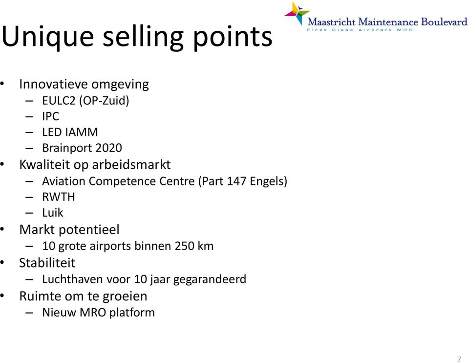 147 Engels) RWTH Luik Markt potentieel 10 grote airports binnen 250 km