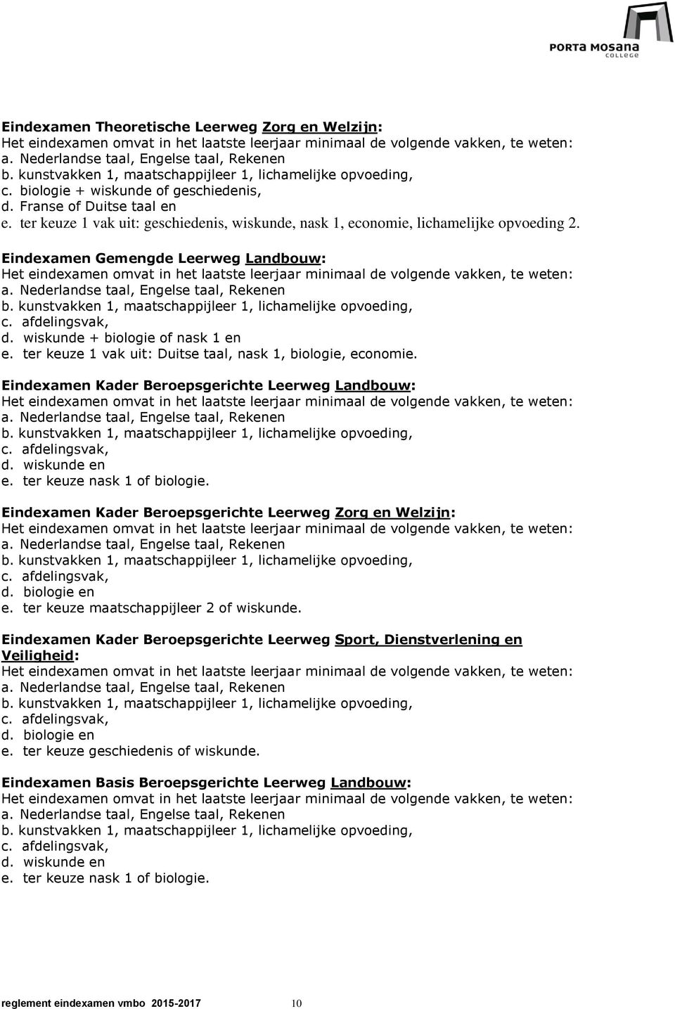 ter keuze 1 vak uit: geschiedenis, wiskunde, nask 1, economie, lichamelijke opvoeding 2.