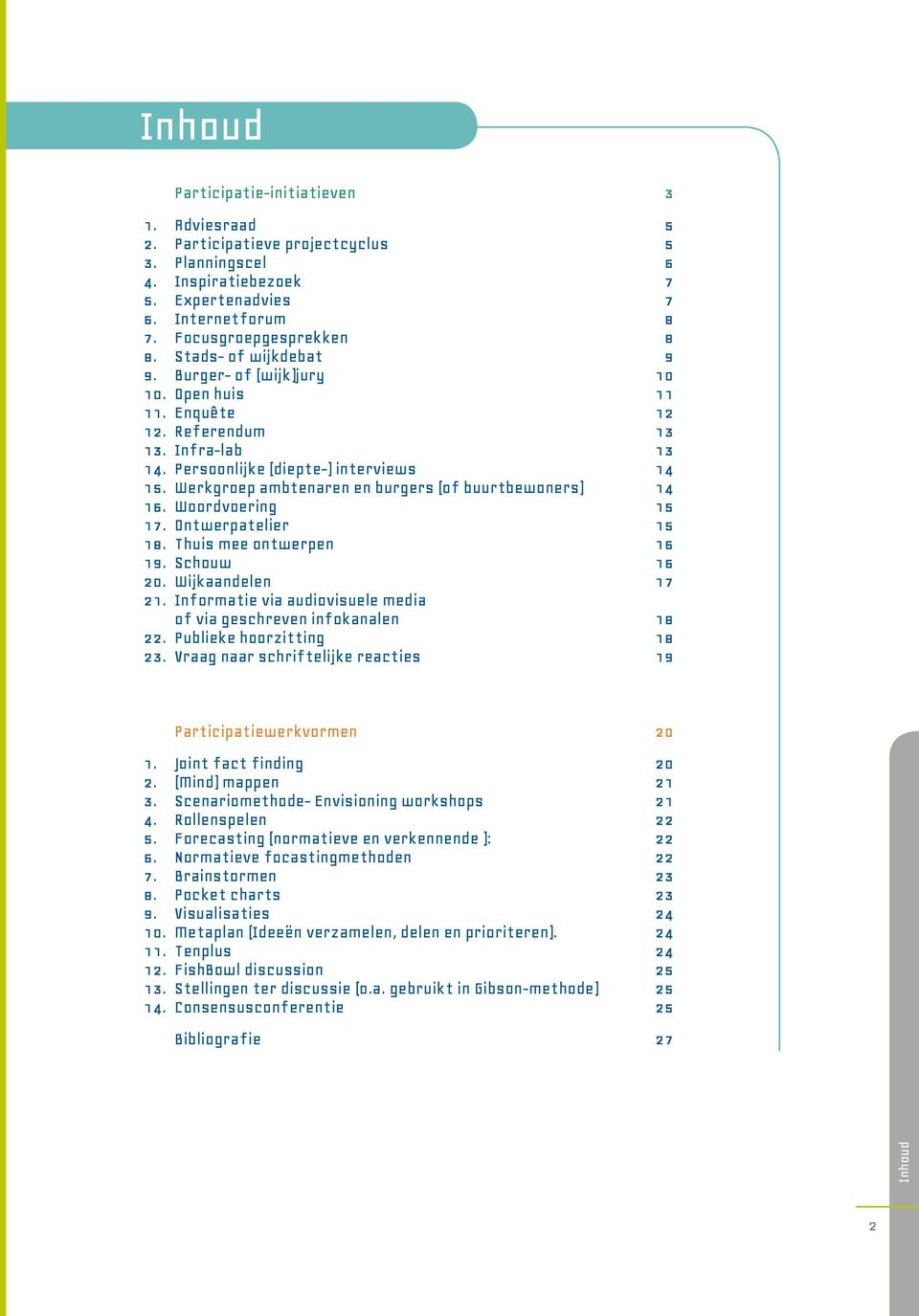 Woordvoering 15 17. Ontwerpatelier 15 18. Thuis mee ontwerpen 16 19. Schouw 16 20. Wijkaandelen 17 21. Informatie via audiovisuele media of via geschreven infokanalen 18 22.