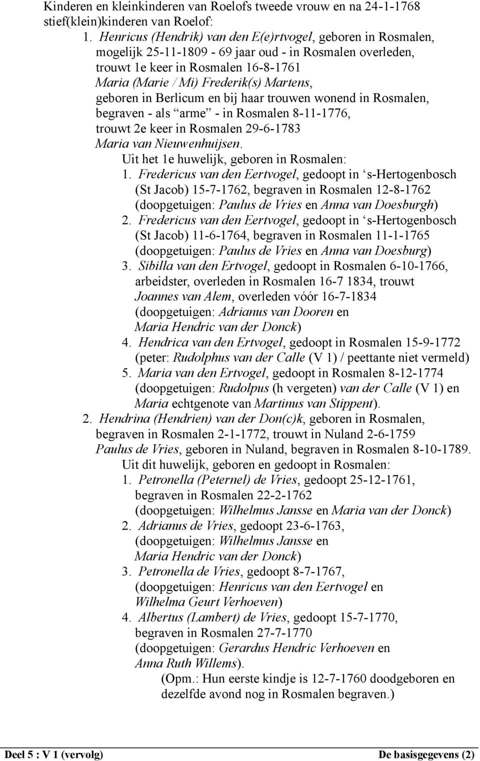 geboren in Berlicum en bij haar trouwen wonend in Rosmalen, begraven - als arme - in Rosmalen 8-11-1776, trouwt 2e keer in Rosmalen 29-6-1783 Maria van Nieuwenhuijsen.